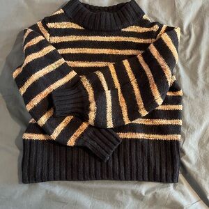 Madewell Black and Orange Knit Sweater